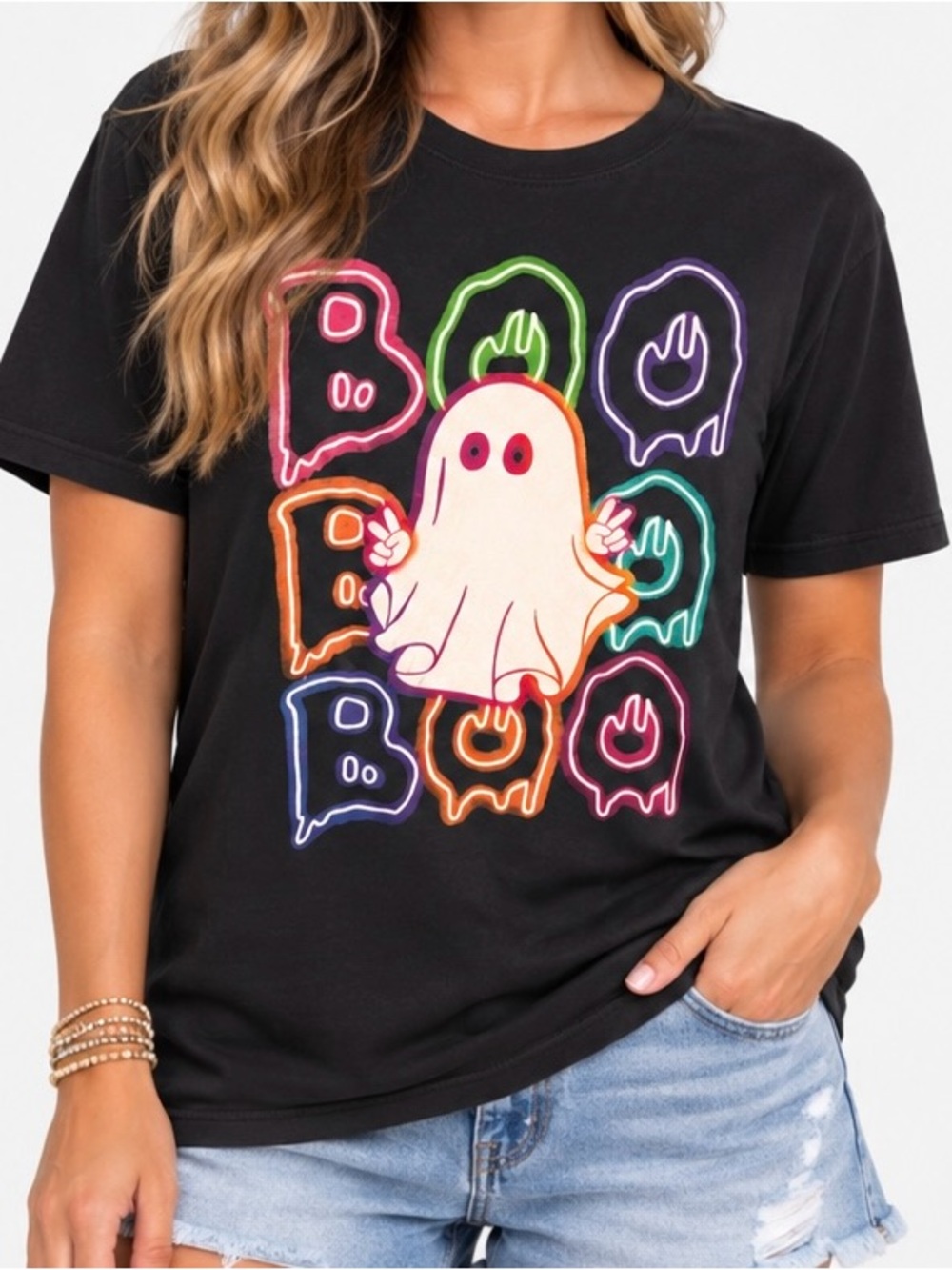 Woman’s Black Graphic 'Boo' Ghost T-Shirt